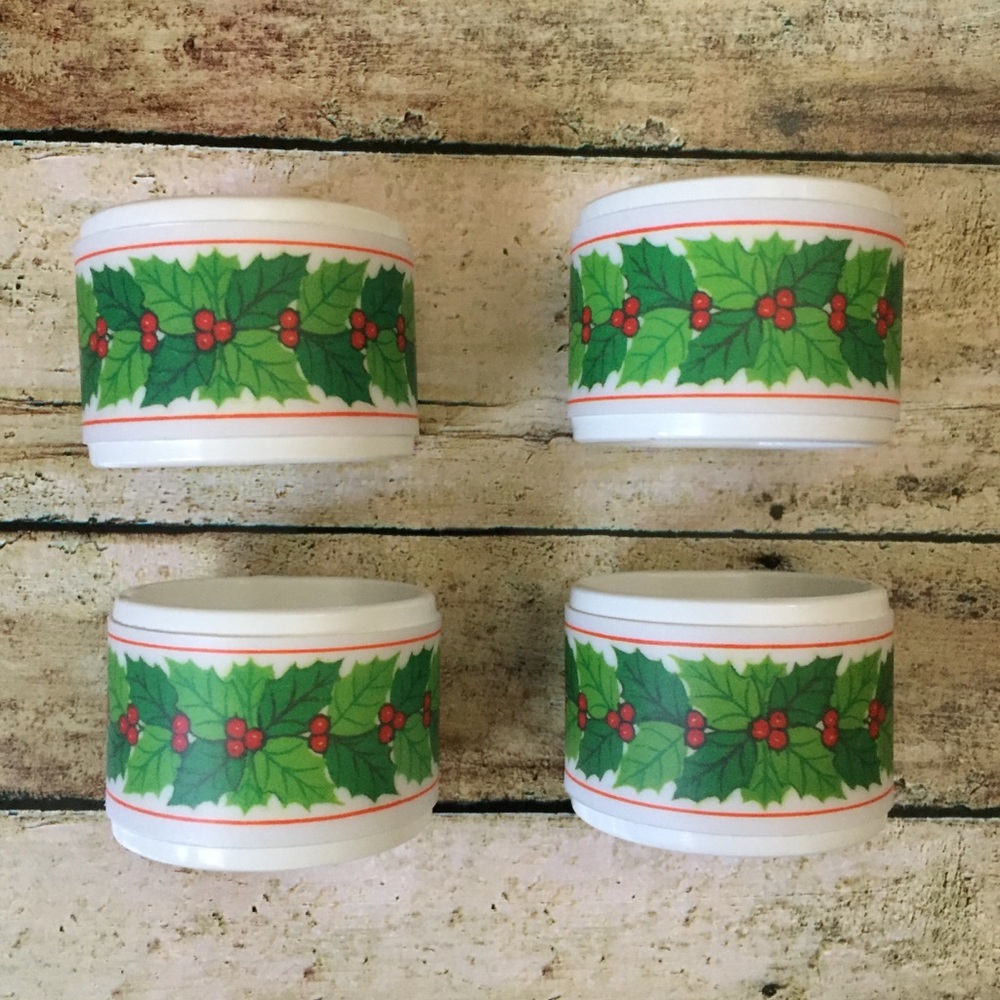 Vintage Hallmark Christmas Poinsettia Napkin Rings